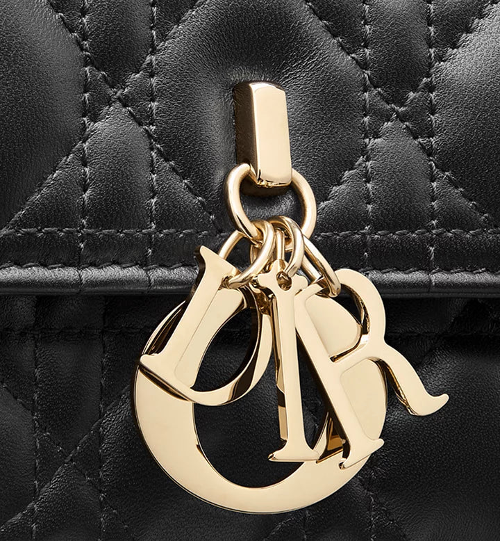 Sac Top Handle My Diôr 
d'agneau Cannage noir