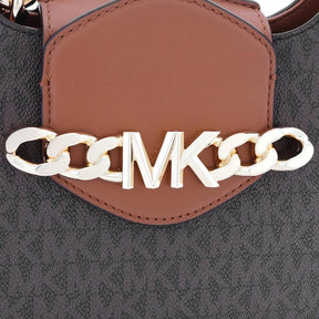 MK Petit sac à bandoulière avec logo signature Hally, Marron/gland.