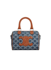 Cèlïnê Small Boston en cuir Triomphe Denim