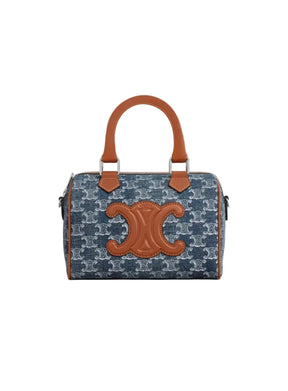 Cèlïnê Small Boston en cuir Triomphe Denim