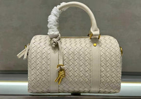 Sac à main Bôttëga Classic blanc à poignées supérieures entrelacées