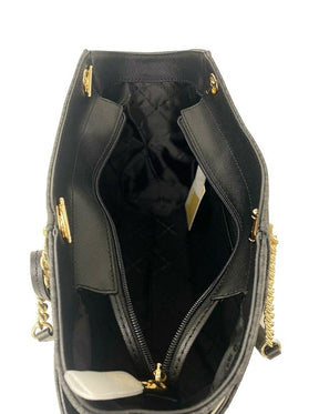 Mich@el Kors Sac à bandoulière Jet Set Travel grand format pour femme (grand, noir siglé/doré)
