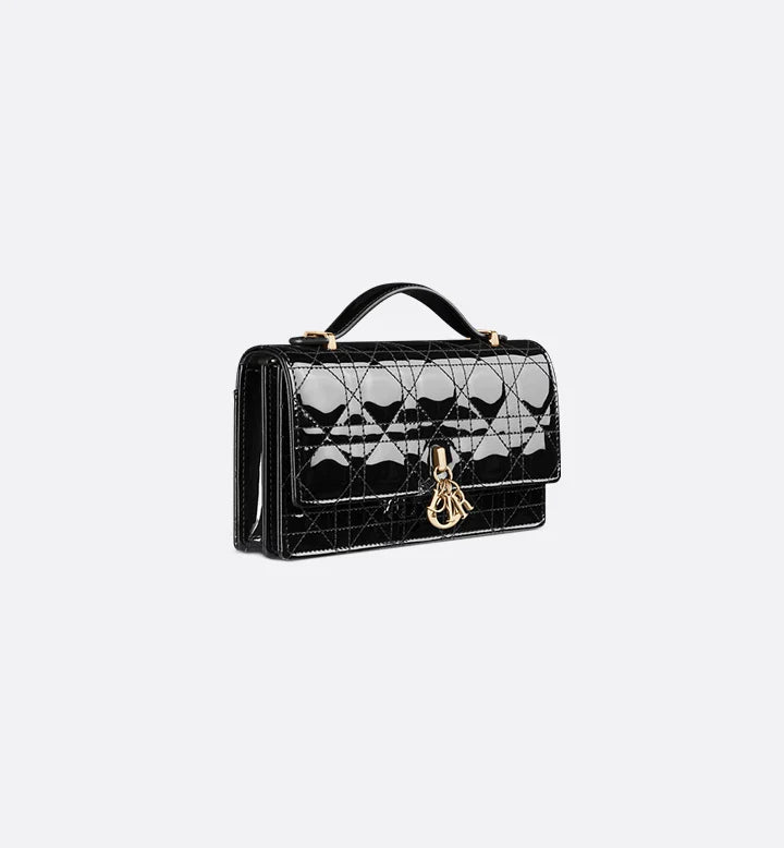 Mini sac My Diôr Cannage verni noir