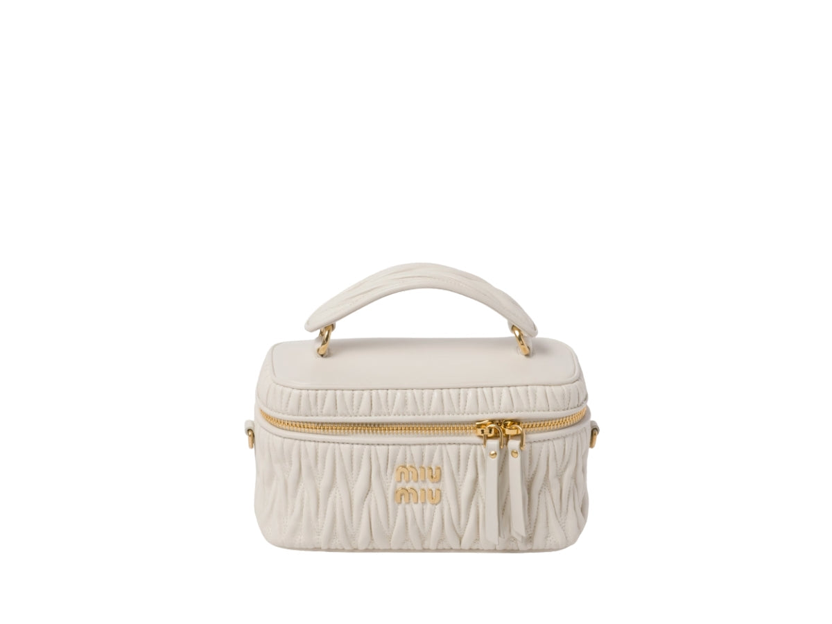 MIÛ MIÜ Sac à bandoulière nappa matelassé avec détails dorés Blanc