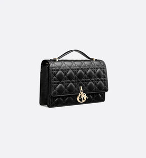 Sac Top Handle My Diôr 
d'agneau Cannage noir