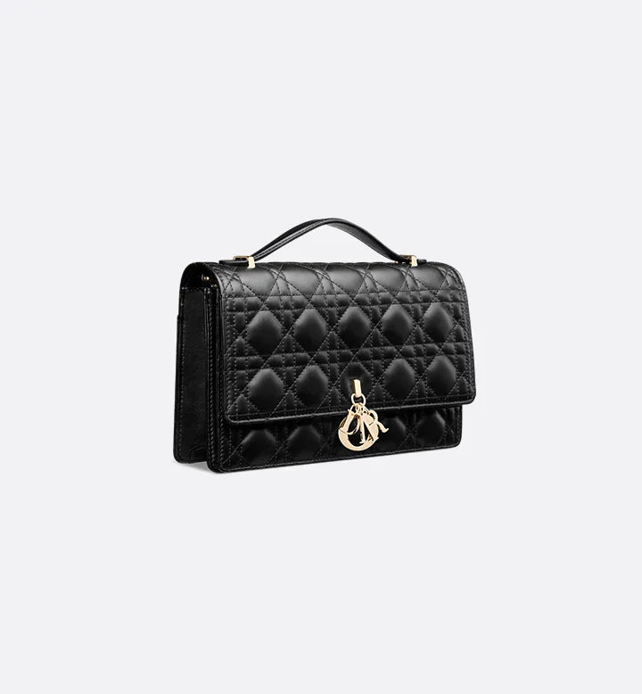 Sac Top Handle My Diôr 
d'agneau Cannage noir