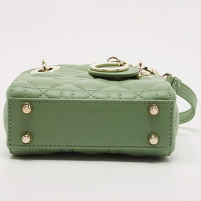 Diôr Green Cannage Micro Lady Dior Bag