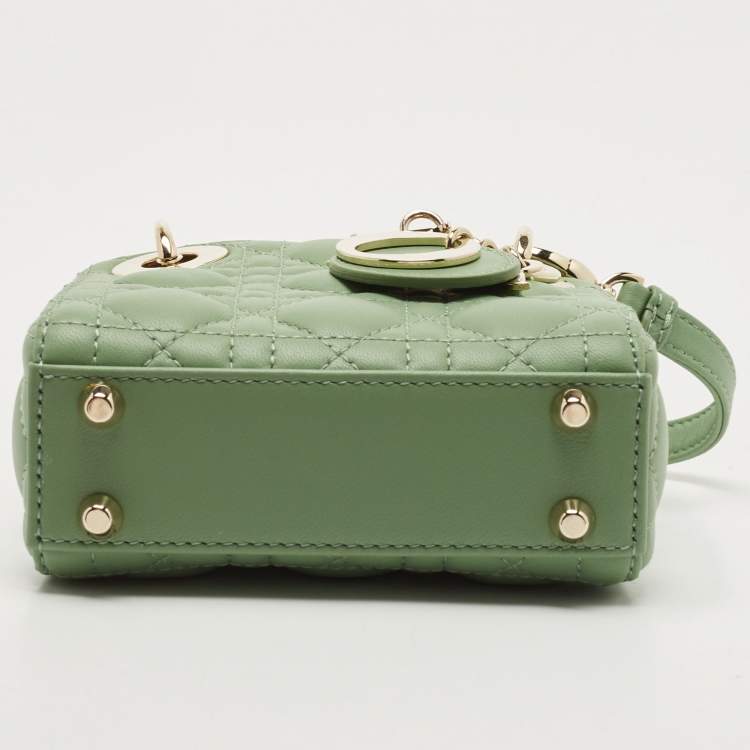 Diôr Green Cannage Micro Lady Dior Bag