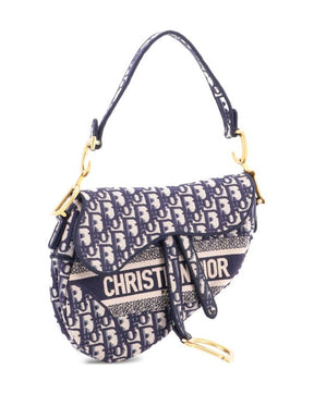 Diôr Saddle Handbag Logo Embroidered Oblique Canvas Medium shoulder bag