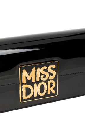Diôr Sac à rabat Miss Diôr de veau verni noir
