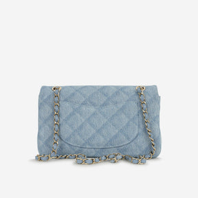 Sac Chanel Classique Moyen à Flap - Denim Trompe-l'œil | Fermoirs en Or Champagne