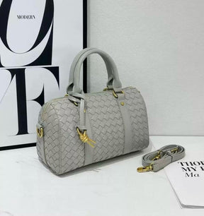 Sac à main Bôttëga Classic  gris à poignées supérieures entrelacées
