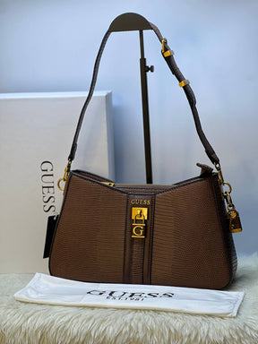 Ginevra Sac D'Epaule Effet Croco Marron