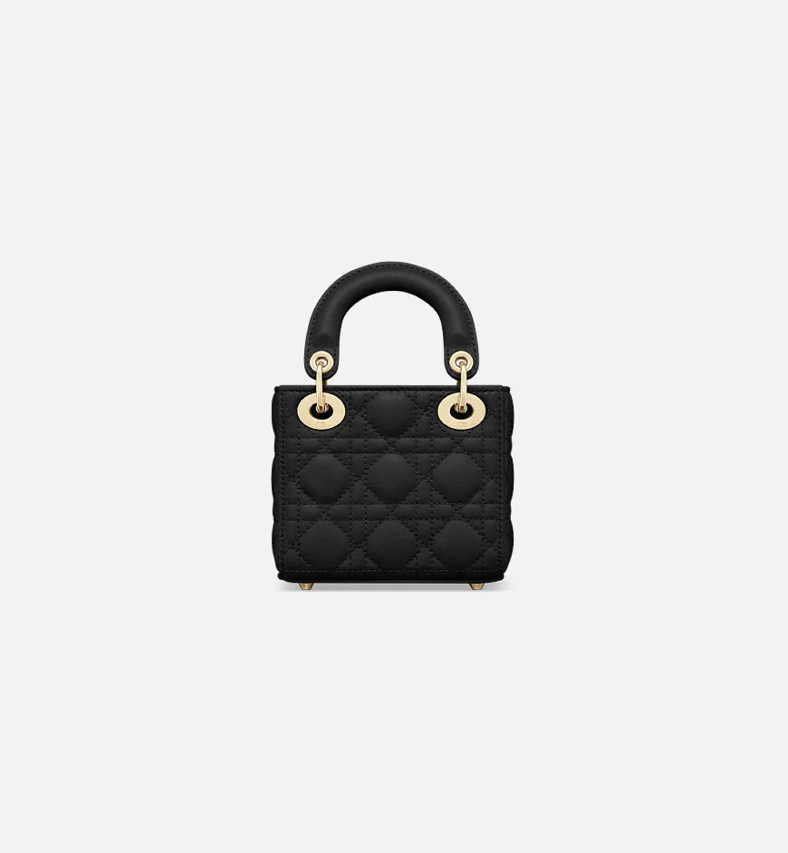 Micro sac Ladÿ Diôr d'agneau Cannage noir