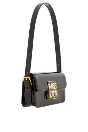 Diôr Sac à rabat Miss Diôr de veau verni noir