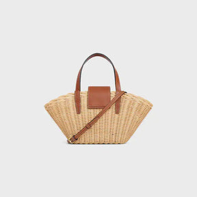 Céline POUF POUR ADOS EN OSIER ET PEAU DE VEAU NATURELLE
