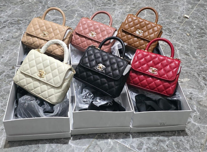 Sac Chanel Mini caviar marron avec poignée Coco