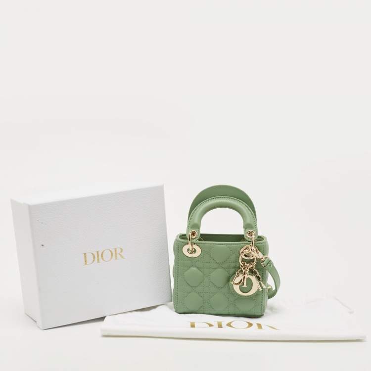 Diôr Green Cannage Micro Lady Dior Bag