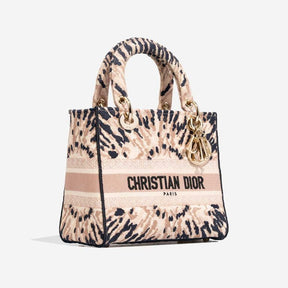 Dior Lady Medium en toile beige / multicolore