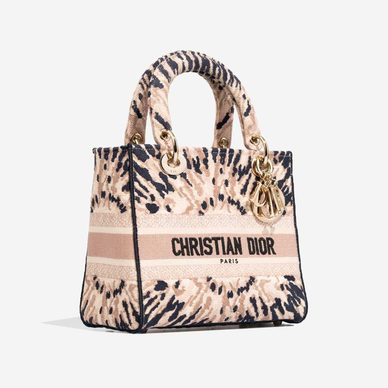 Dior Lady Medium en toile beige / multicolore