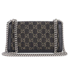 GG Jacquard Black Denim GG Monogram Sac à bandoulière Dionysus de veau texturé