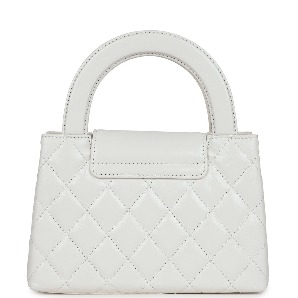 Petit sac cabas Kelly  de veau vieilli blanc brillant