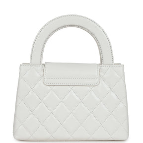 Petit sac cabas Kelly  de veau vieilli blanc brillant