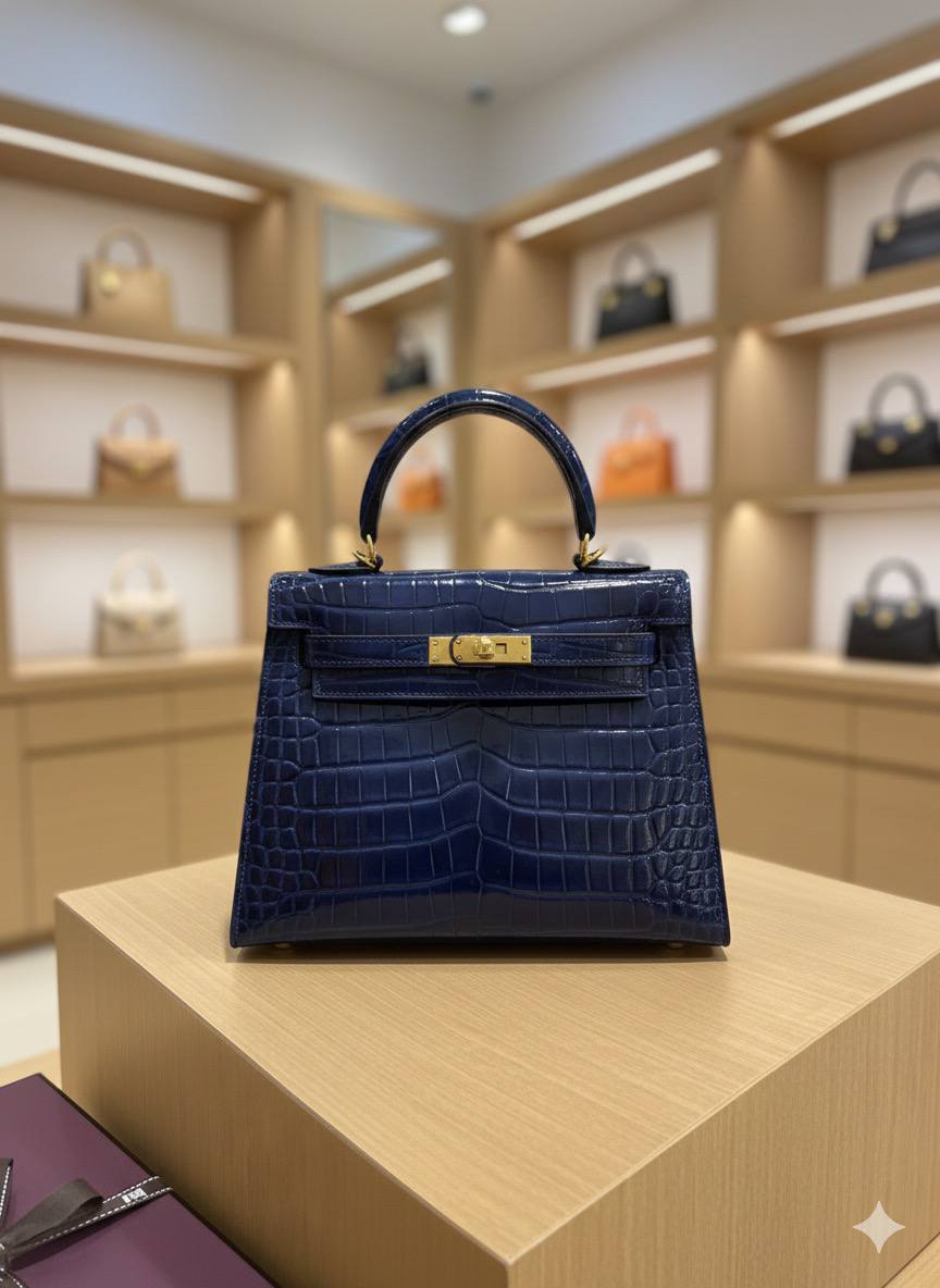 Sac à main Kelly bleu saphir