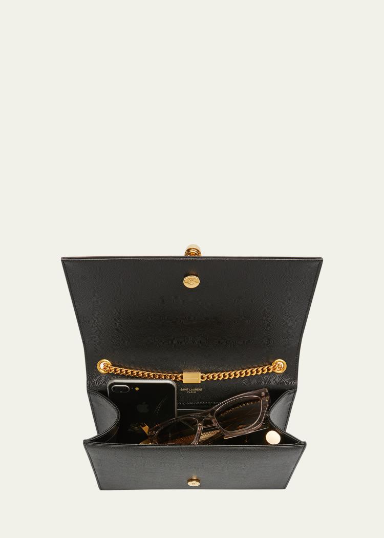 Saint Laurent Sac portefeuille Kate Medium à chaîne et pompon YSL en cuir grainé