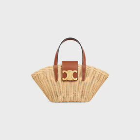 Céline POUF POUR ADOS EN OSIER ET PEAU DE VEAU NATURELLE