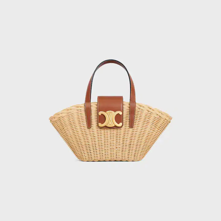 Céline POUF POUR ADOS EN OSIER ET PEAU DE VEAU NATURELLE