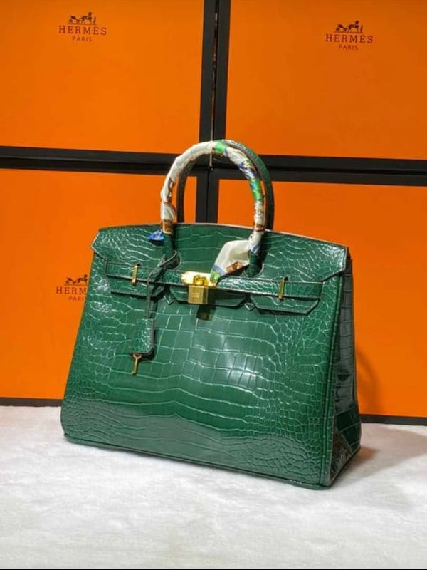 BIRKIN 35 CROCO VERT POUR FEMME