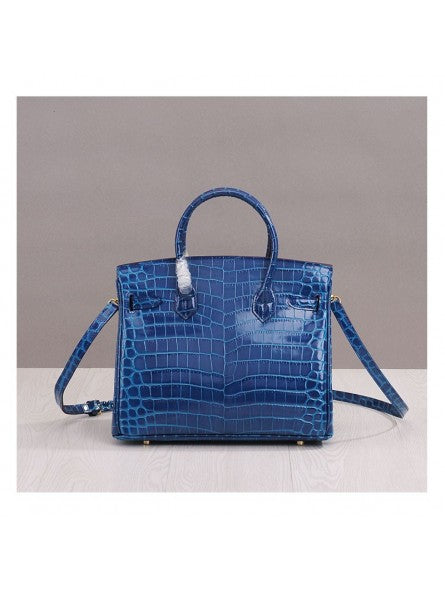 Sac à main poignée avec cadenas en véritable verni effet croco