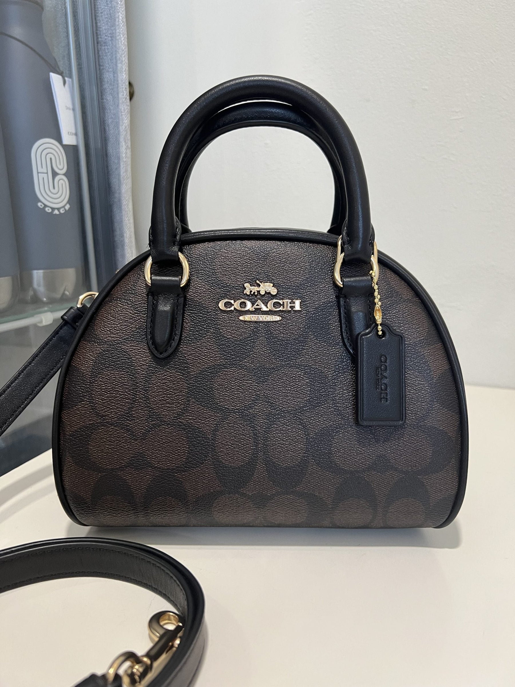 Sac à main Sydney en marron et noir Signature