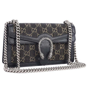GG Jacquard Black Denim GG Monogram Sac à bandoulière Dionysus de veau texturé