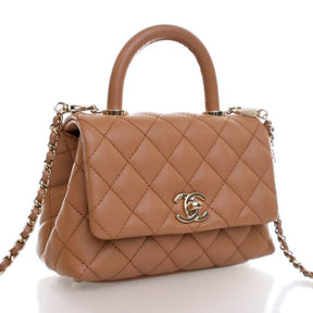Sac Chanel Mini caviar marron avec poignée Coco