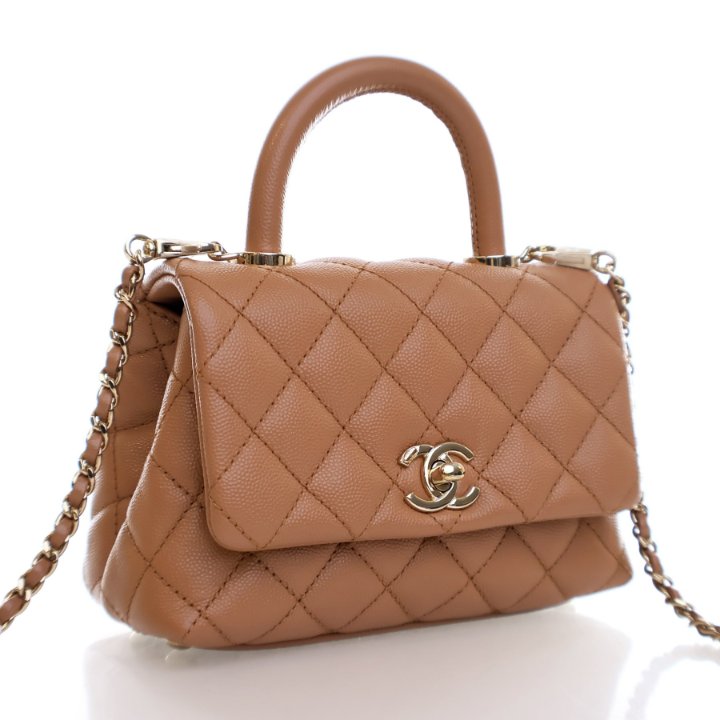 Sac Chanel Mini caviar marron avec poignée Coco