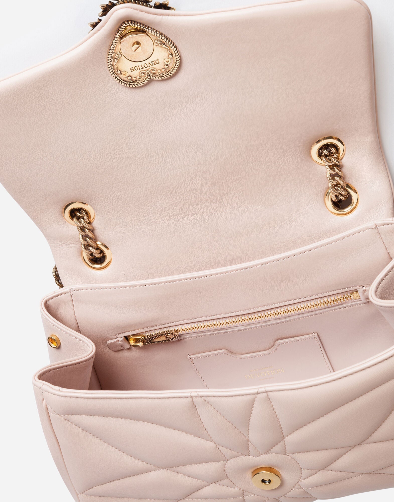 Sac bandoulière moyen DEVOTION DG Logo Pearl Heart Rose bebe