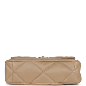 Ch@nel Large 19 Flap Bag Dark Beige Lambskin Mixed Hardware