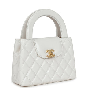 Petit sac cabas Kelly  de veau vieilli blanc brillant