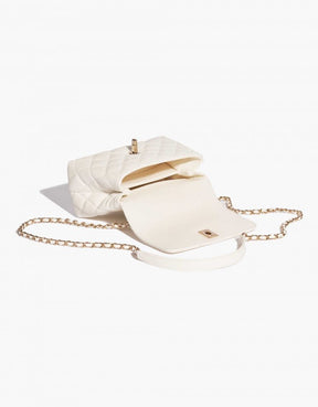 Ch@nel
Classique avec Poignée Extra Mini Veau Grainé Blanc