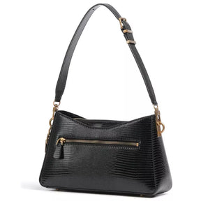 Ginevra Sac D'Epaule Effet Croco Noir
