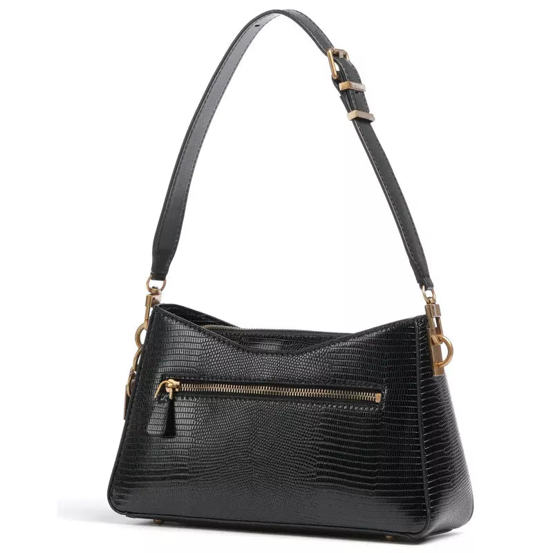 Ginevra Sac D'Epaule Effet Croco Noir