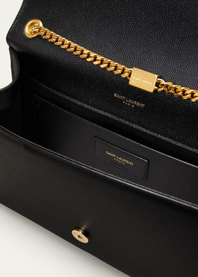 Saint Laurent Sac portefeuille Kate Medium à chaîne et pompon YSL en cuir grainé
