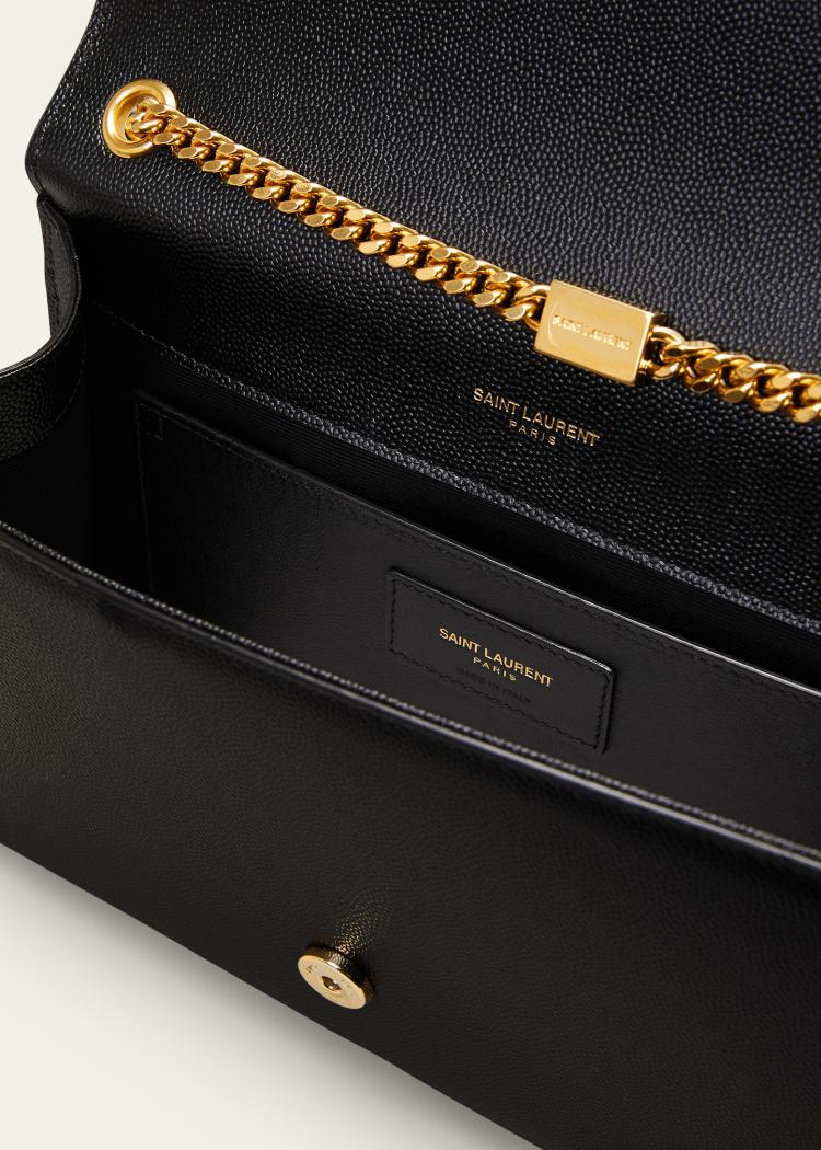 Saint Laurent Sac portefeuille Kate Medium à chaîne et pompon YSL en cuir grainé