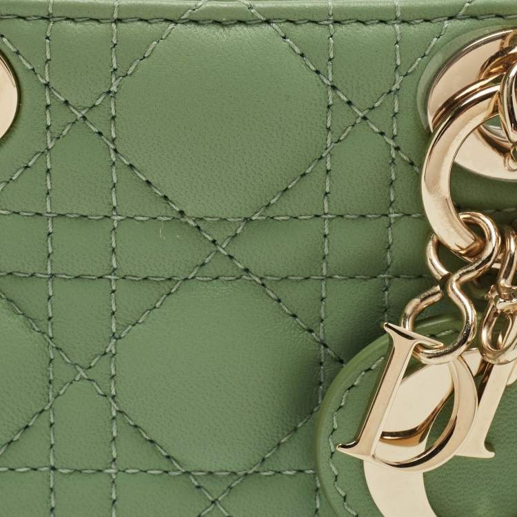 Diôr Green Cannage Micro Lady Dior Bag