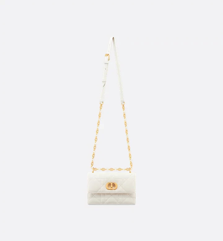 Diôr Mini sac Miss Caro d'agneau Macrocannage couleur latte