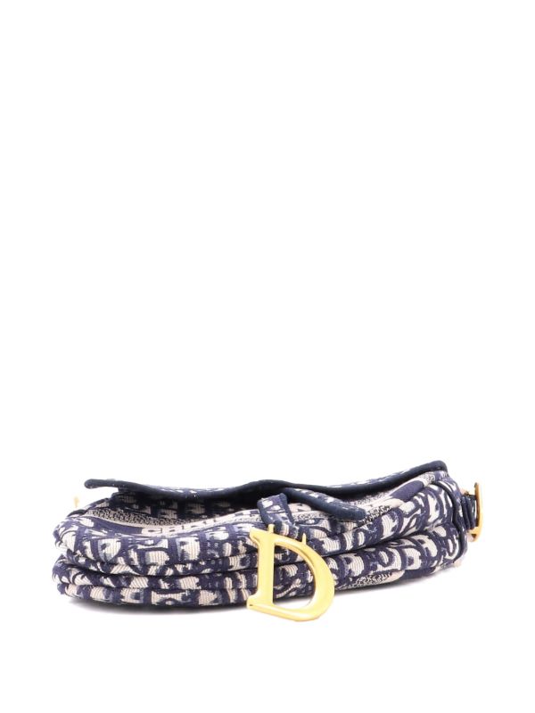 Diôr Saddle Handbag Logo Embroidered Oblique Canvas Medium shoulder bag