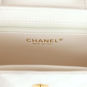 Petit sac cabas Kelly  de veau vieilli blanc brillant